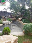 Tiểu cảnh sân vườn kết hợp hòn non bộ nhà anh Linh - Hòa Bình