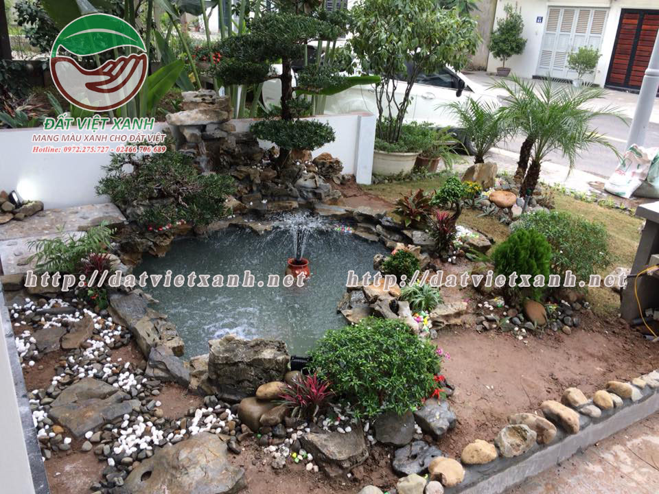 Tiểu cảnh sân vườn kết hợp hồ cá nhà anh Thịnh - Khu đô thị Vinhomes - Hà Nội